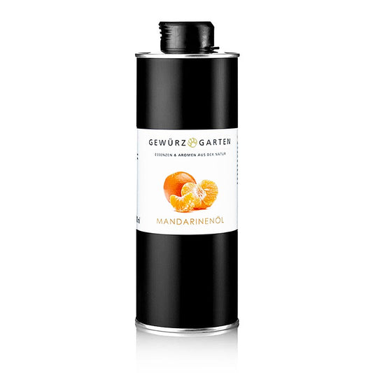 Gewürzgarten Mandarinenöl in Rapsöl, 500 ml - aromatisiertes Öl mit natürlichen ätherischen Essenzen aus Mandarinen und Rapsöl, hergestellt durch Kaltpressung der Schalen Ideal zum Vermischen mit anderen Ölen im Verhältnis 1:3