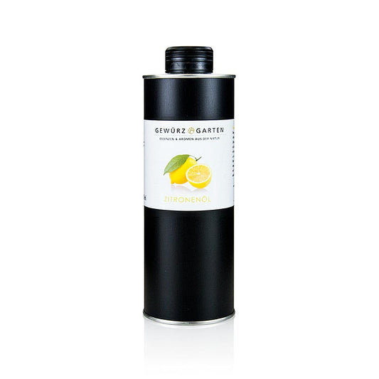 Gewürzgarten Zitronenöl in Rapsöl, 500 ml - Natürlich hergestelltes Zitronenöl aus Rapsöl und ätherischem Zitronenöl Entfaltet komplexe Geschmacks- und Duftkomponenten durch Kaltpressung der Zitronenschalen