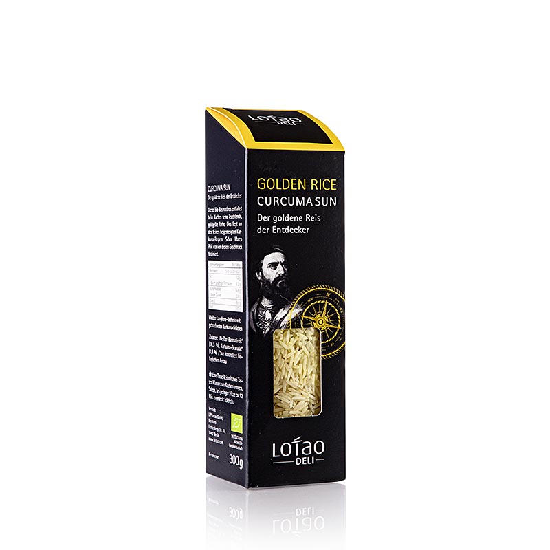 BIO Lotao Curcuma Sun Basmati Reis mit feinsten Kurkumaraspeln, 300 g - DE-ÖKO-006, ideal für vegetarische und Fischgerichte