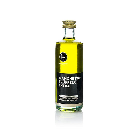 Olivenöl Nativ m weißem Trüffel-Aroma (Trüffelöl) (TARTUFOLIO), Appennino, 60 ml - Feines natives Olivenöl aus der Emilia-Romagna mit dem Geschmack von Bianchetto Trüffeln, unübertroffen zu Spargelgerichten