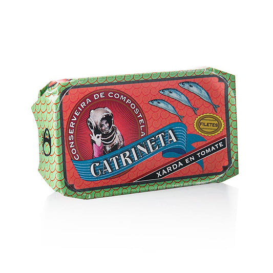 Filetti di sgombro (xarda en tomate), interi, in salsa di pomodoro, Catrineta, 120 g