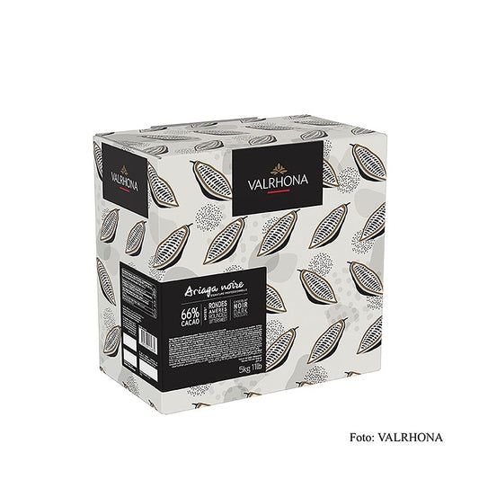 Valrhona Ariaga Noire, dunkle Couverture, Callets, 66% Kakao, 5 kg - Eine Einstiegskuvertüre von Valrhona mit aromatischem Profil, fruchtigen Noten und einem Hauch von Säure