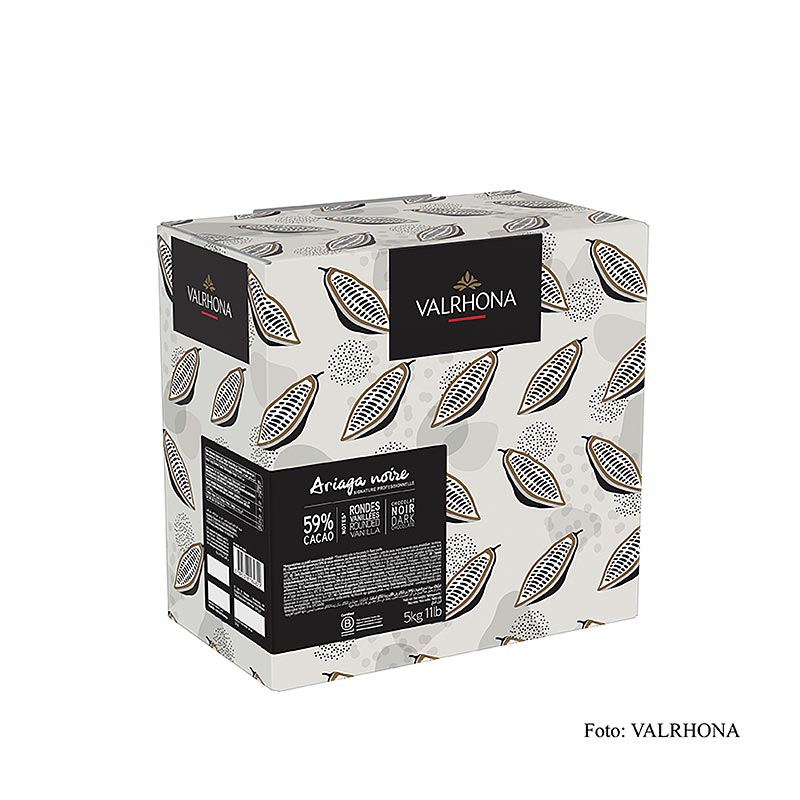 Valrhona Ariaga Noire, Zartbitter Couverture, Callets, 59% Kakao, 5 kg - Premium dark chocolate couverture, perfect for professional pastry and confectionery creations (English)