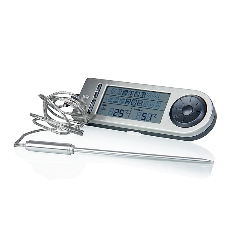Digitales Bratenthermometer von Rösle mit 14,5 cm langem Edelstahlfühler, programmierbarer Alarmfunktion und großem, beleuchtetem Display Unverzichtbares Küchenwerkzeug für präzise Kerntemperaturmessung von Fleisch und Geflügel Leicht zu reinigen und aufzubewahren, perfekt für Hobbyköche auf der Suche nach kulinarischer Perfektion