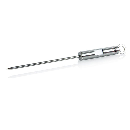 Digitales Gourmetthermometer von Rösle mit beleuchteter Anzeige, Edelstahl, -40 bis +200°C Geeignet für Braten, Frittieren, Kinder- und Baby-Nahrung, Wein und Tee Maße: 22,7 cm x 2 cm x 1,7 cm, Gewicht: 0,03 kg