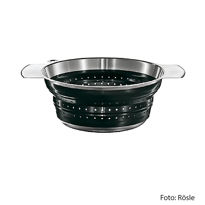 Rösle Seiher / Sieb, faltbar, Ø 24cm, 1 St - Edelstahl und Silikon, platzsparend zusammenfaltbar, Spülmaschineneignung