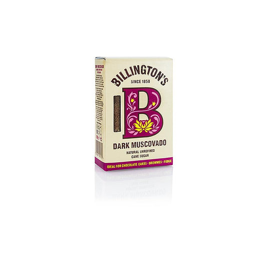 Muscovado Zucker, dunkel, Roh-Rohrzucker, Karamell- und Malznoten, Billington´s, 500 g - Unraffinierter Zucker mit aromatischem Buttertoffee-Geschmack, ideal für Kuchen, Gebäck und Toffee-Saucen