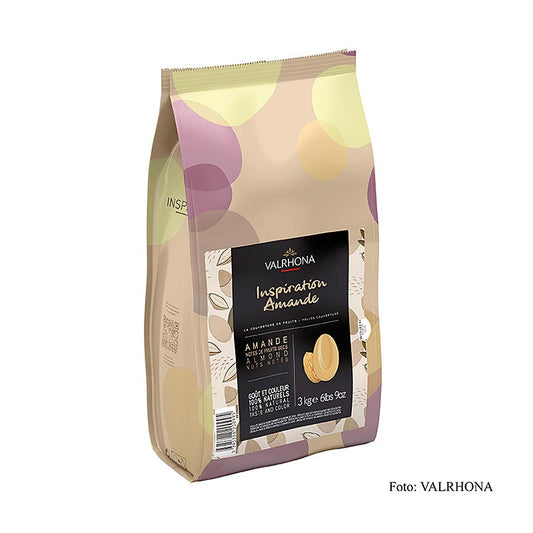 Valrhona Inspiration Amande - weiß, Mandelspezialität mit Kakaobutter, 3 kg für Schokoladen- und Eisherstellung sowie die Konditorei, mit reinem und natürlichen Mandelgeschmack und einzigartiger Schokoladentextur, perfekt für Cremes und Ganaches