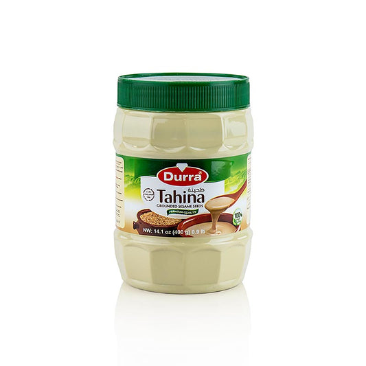 Tahini Sesampaste Tahina, Durra, 400 g - Vielseitige Sesampaste für Dressings, Saucen, Marinaden und als Dip oder Brotaufstrich geeignet, auch für Vegetarier