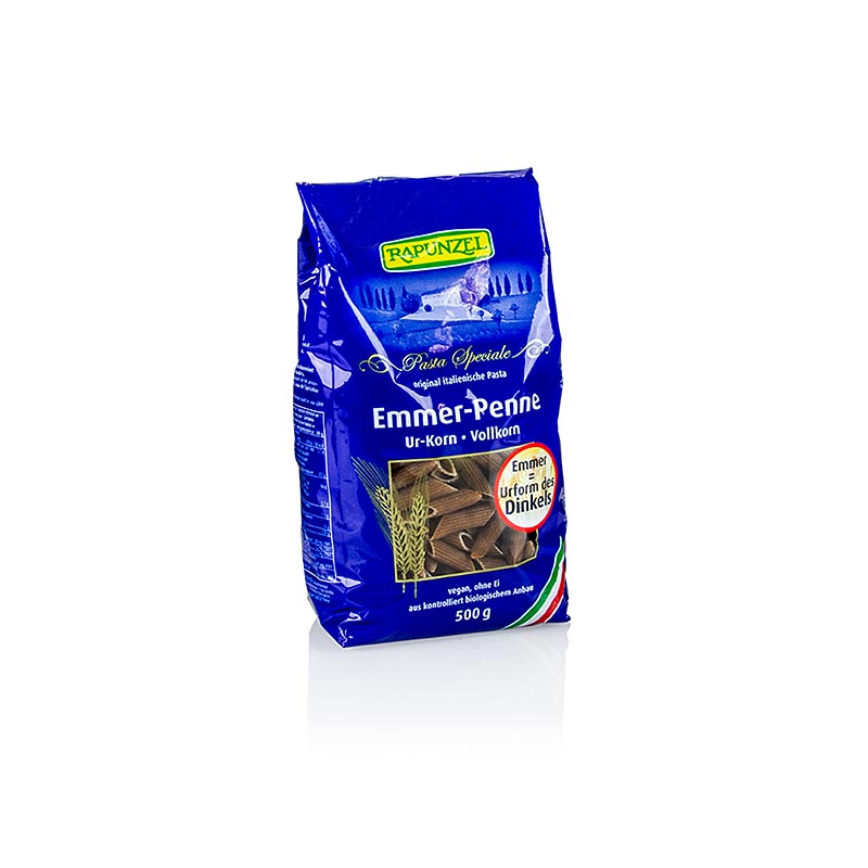 Rapunzel Emmer Nudeln - Penne, Vollkorn, BIO, 500 g - 100% Vollkorn-Emmer, reich an Ballaststoffen, Bio-zertifiziert, ohne Zusatzstoffe - ideal für eine gesunde Ernährung und Pasta-Liebhaber