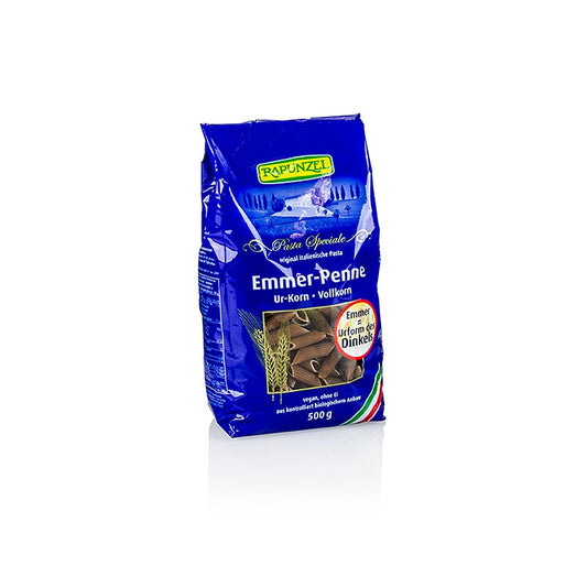 Rapunzel Emmer Nudeln - Penne, Vollkorn, BIO, 500 g - 100% Vollkorn-Emmer, reich an Ballaststoffen, Bio-zertifiziert, ohne Zusatzstoffe - ideal für eine gesunde Ernährung und Pasta-Liebhaber