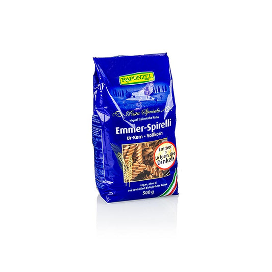 Rapunzel Emmer Nudeln - Spirelli, Vollkorn, BIO, 500 g - Gesunde und biologisch angebaute Vollkorn-Spirelli-Nudeln aus Emmer, reich an Ballaststoffen und Nährstoffen, vielseitig und einfach zuzubereiten, ideal für die ganze Familie, erhältlich in der Schweiz