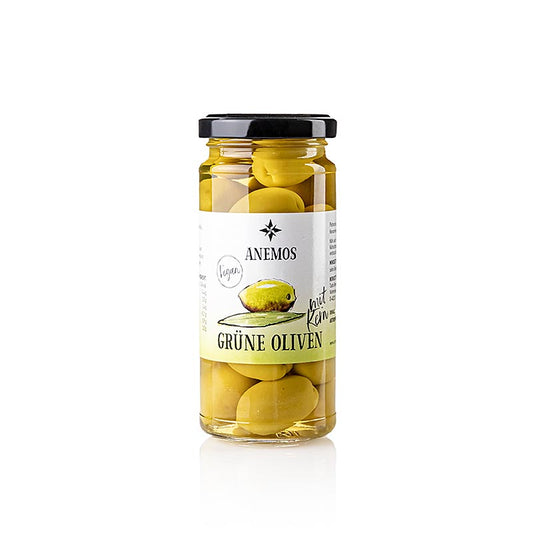 Olive verdi, con nocciolo, in salamoia, ANEMOS, 227 g