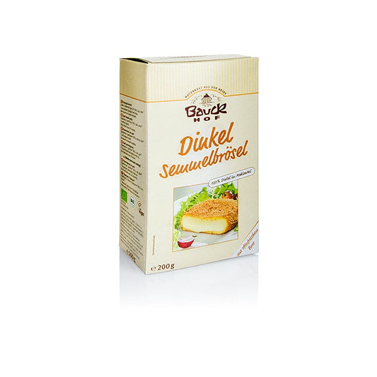 Bio-Dinkel-Semmelbrösel von Bauckhof, vielseitig verwendbar für knusprige Panaden und Füllungen Hergestellt aus hochwertigem Dinkelmehl, 100% Bio-Qualität, frei von künstlichen Zusätzen, nachhaltig produziert Kaufen Sie Dinkel Semmelbrösel in der Schweiz