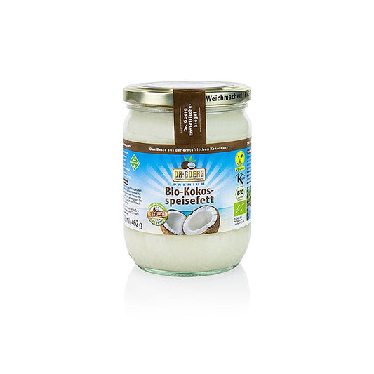 Dr Goerg Kokosöl, neutral, BIO, 500 ml - Hoch erhitzbares Bio-Kokosspeisefett mit neutraler Geschmacks- und Geruchsneutralität, ideal zum Braten und Frittieren, dank des hohen Rauchpunktes von 234 °C und der Wasserdampfdesodorierung