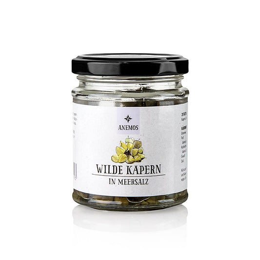 Wilde Kapern in Meersalz, Anemos, 100 g - handgeerntete Kapern von den Kykladeninseln, eingelegt in grobem Meersalz, ohne Essig, unverwechselbarer Geschmack, ideal für Feinschmecker und Spitzenköche