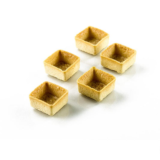 Mini Dessert-Tartelettes - Filigrano, Quadrat, 3,3cm, H 1,8cm, Mürbeteig, 1,48 kg, 225 St - Dekorative, dünnen Tartelettes aus Schweizer Butter, palmfettfrei, mit ausgezeichnetem Teig-Füll-Verhältnis Geeignet für Buffets und Dessertteller