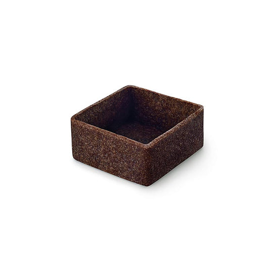 Tartellette da dessert - Filigrano, quadrate, 3,3 cm, H 1,8 cm, pasta frolla al cioccolato, 1,485 kg, 225 pezzi