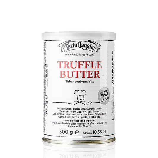 Eine Packung Tartuflanghe Bouquet Trüffelbutter, 300 g, mit exklusiver Sommertrüffel für raffinierten Geschmack Ideal für Pasta, Risotto oder auf frischem Brot Ein kulinarisches Meisterwerk aus Italien Luxus für Ihre Küche