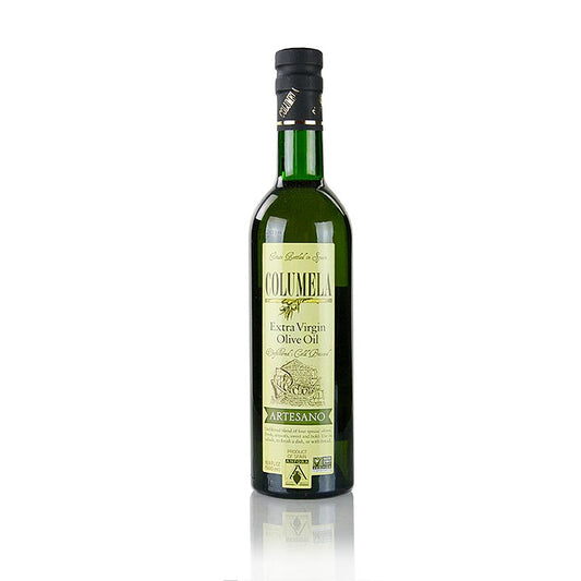 Natives Olivenöl Extra, Columela Cuvee, ungefiltert, 500 ml - Aromatisches Öl aus den besten Oliven, bekannt für feines Aroma und hervorragende Qualität Entdecken Sie die Vielfalt natürlicher Olivenöle und köstlicher Essigsorten!