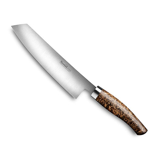 Couteau de cuisine Nesmuk Soul 3.0, 180 mm, virole en acier inoxydable, manche en bouleau figlé, 1 pièce