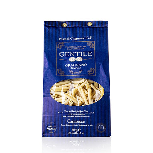 Pasta aus Gragnano, hergestellt von Pastificio Gentile, bronzegezogen, 500 g, mit IGP-Emblem für geschützte geografische Herkunft