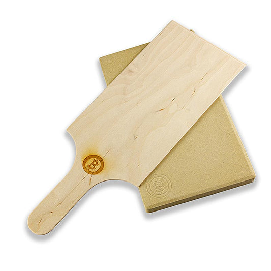 BEEFER - Pierre à pizza avec pelle en bois, 1 pièce