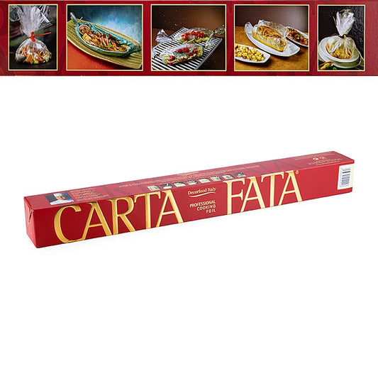 Kochfolie aus Carta Fata® für das Garen bei hohen Temperaturen bis 220°C in Ofen, Pfanne und Fritteuse, ideal für Mise-En-Place und Tiefkühllagerung