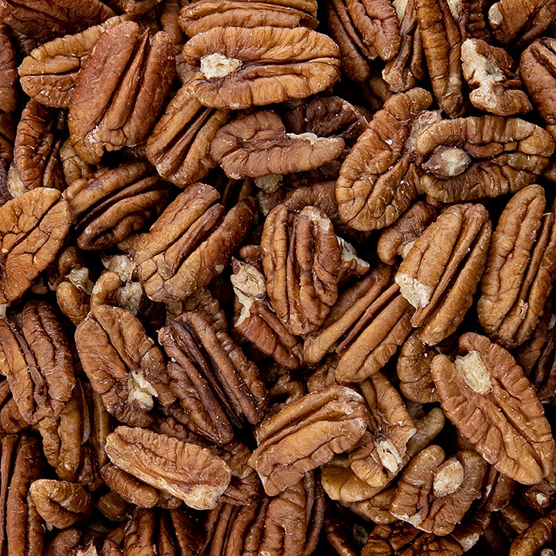 Pecannüsse, geschält, 200 g - längliche, süße Nüsse mit weicher Schale, beliebt zum Backen und als Speiseöllieferant, im Kühlschrank lagern oder einfrieren