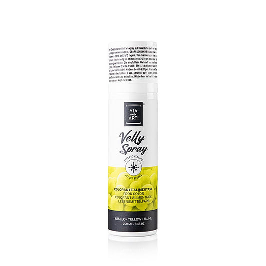 Kakaobutter Spray mit samtigem gelben Effekt für gekühlte Oberflächen wie Eis, Mousse und Schokolade