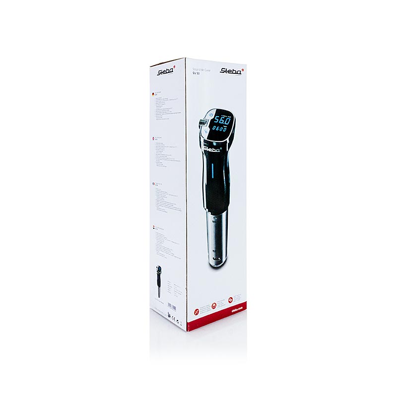 Sous-Vide Einhängethermostat von Steba, SV 50, 800 Watt, Edelstahl, 20 Liter, Timer bis 99h, exakte Temperaturregelung bis 90°C, mobil und platzsparend, für Töpfe ab 15 cm Tiefe geeignet