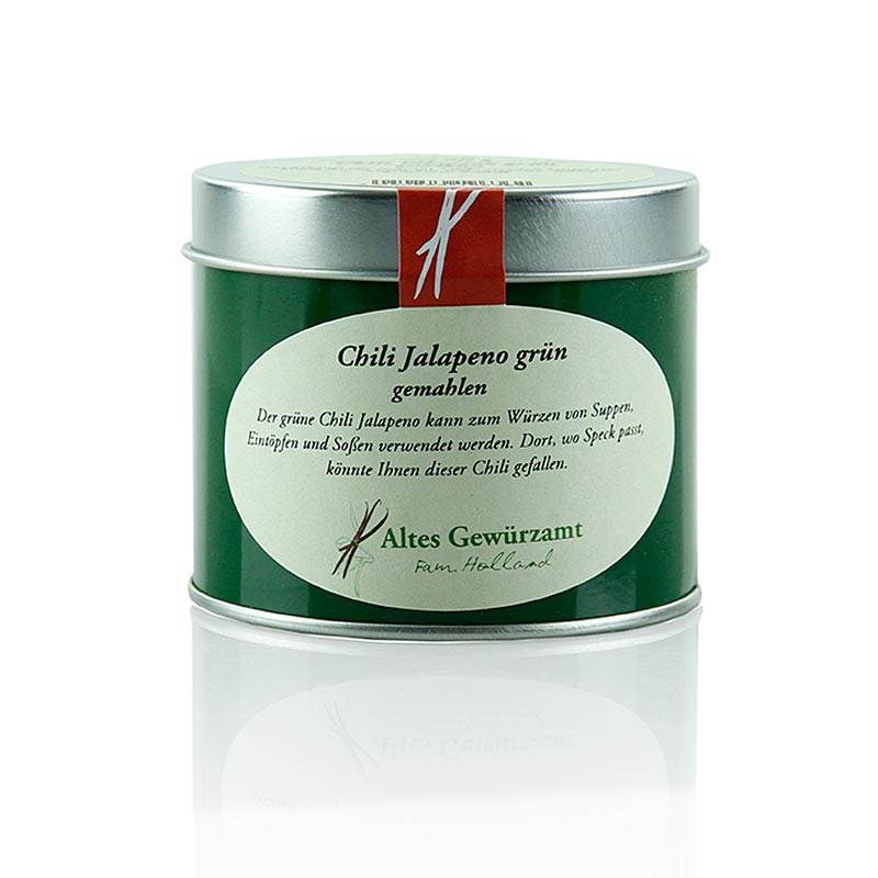 Gemahlenes grünes Jalapeño-Chili aus dem Alten Gewürzamt, 60 g Packung, vielseitig einsetzbar in der Küche, perfekt für mexikanische und Tex-Mex-Gerichte, Fleisch, Fisch, Suppen und Soßen