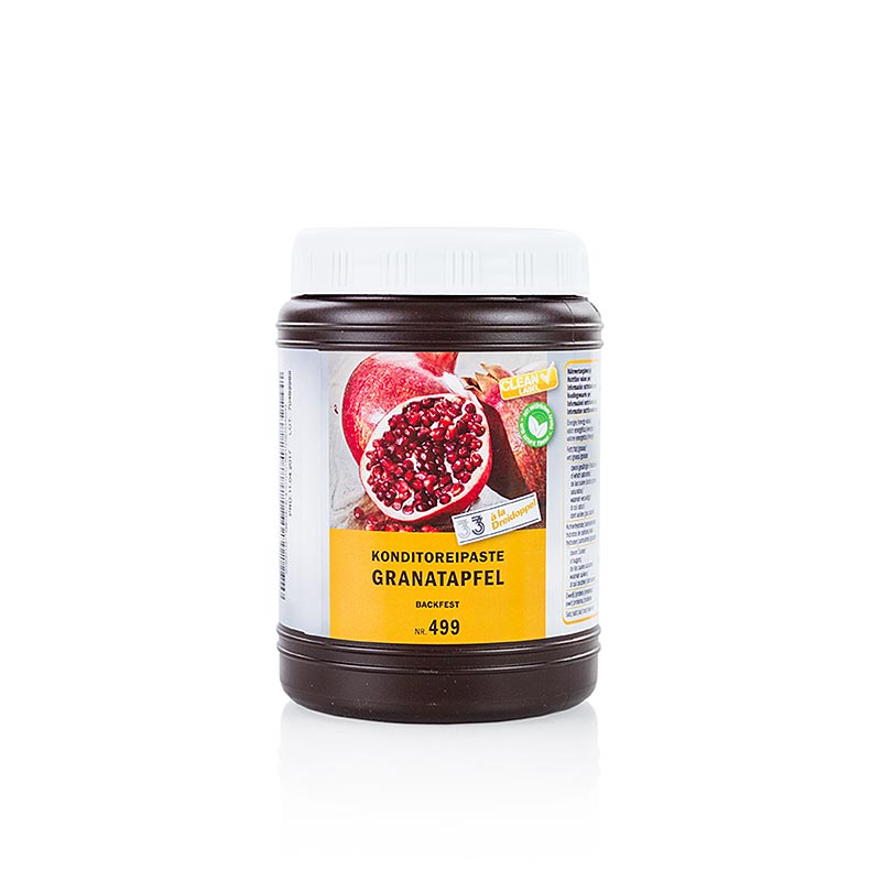Granatapfelpaste-Paste, Dreidoppel No499, 1 kg - Zum Aromatisieren von Cremes, Sahne, Eis, Desserts, Pralinen, Kuchen, Quark und Gebäcken geeignet Enthält Aromaextrakte, natürliche Aromastoffe, Weißweinpulver, Kaffeeextrakt, Karamell, Weinbrand, Haselnüsse, Glukose- und Invertzuckersirup