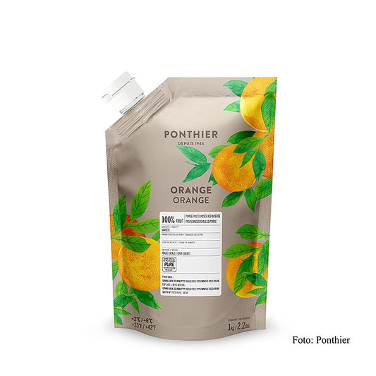 Fruchtpüree von Ponthier, Orange, 100% Frucht, 1 kg, ungezuckert, ideal für Gebäck, Desserts und Eis