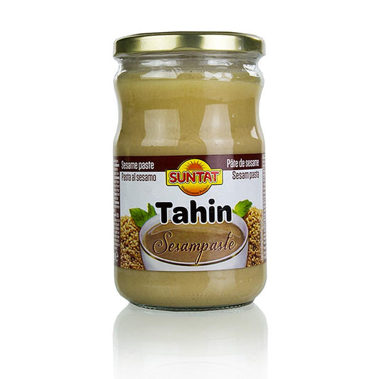 Suntat Tahini Sesampaste, 600 g - Zum Verfeinern von Hummus und Aromatisieren von Brot und Gebäck geeignet Hergestellt aus Sesam, ohne zusätzliche Konservierungsstoffe