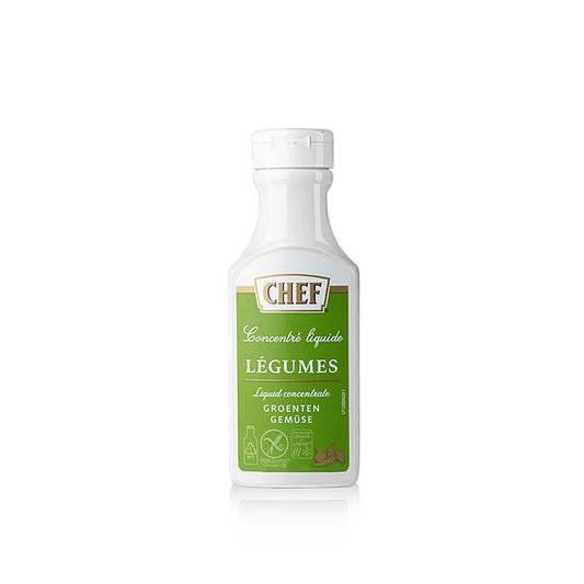 CHEF Premium Konzentrat Gemüsefond, a 200 ml liquid product for approximately 6 liters, ideal for enhancing the flavor of your dishes