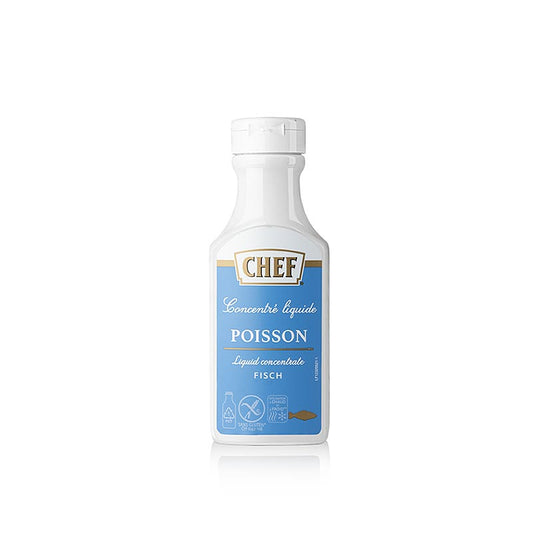 CHEF Premium Konzentrat - Fischfond, flüssig, für ca 6 Liter, 200 ml - Flasche mit hochwertigem Fischbrühe-Konzentrat für die Zubereitung von köstlichen Fischgerichten, Suppen, Saucen und Eintöpfen, ideal für Hobby- und Profiköche