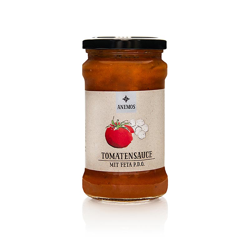 ANEMOS Tomaten-Feta Pastasauce, 280 g - Reichhaltige Tomaten-Feta Soße mit 20% Fetakäse, geographisch geschützter Ursprungsbezeichnung, für Vegetarier geeignet