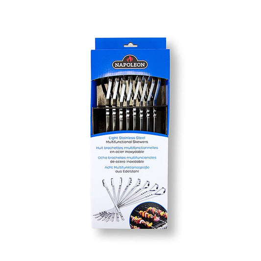 Accessori per barbecue Napoleon - Spiedino per barbecue - Spiedino ondulato, 38 cm, acciaio inossidabile, 8 pezzi