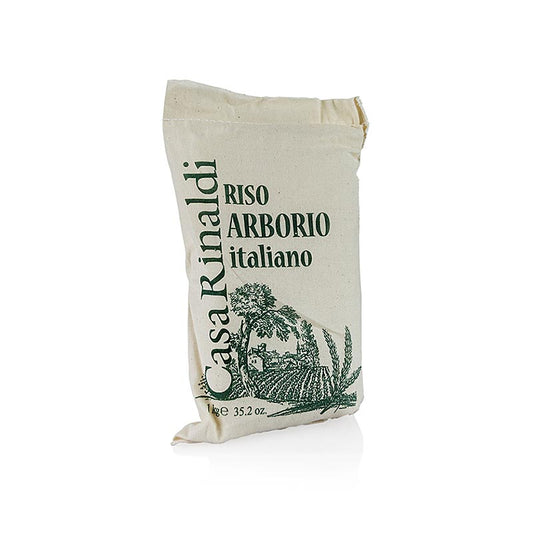 Arborio Superfino, Risotto Reis, Casa Rinaldi, 1 kg - ideal für Risotto alla milanese, mit ausgeprägtem Mehlkörper und guter Bissfestigkeit, nimmt viel Flüssigkeit auf und bleibt trotzdem locker, Kochzeit ca 18 Minuten