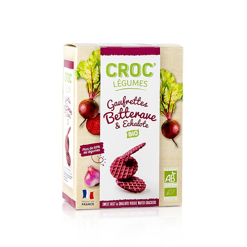 Bio Mini-Waffeln mit Rote Bete & Schalotten, ideal zum Belegen und Verfeinern mit Käsecreme, Antipasti, Schinken, Wurstwaren und eingelegtem Fisch oder zum Dippen