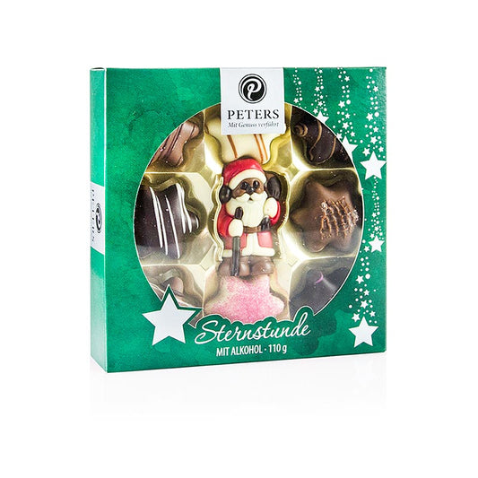 Weihnachts Pralinen - "Sternstunde", grün, mit Alkohol, 9 Stück, Peters, 110 g