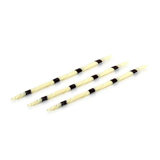 Schokozigarren - XL Pencil, weiß / schwarze Streifen, 20cm, Mona Lisa, 900 g, 115 St - Hauchdünne, aufgerollte Blätter aus feinster weißer und dunkler Schokolade Ideal für Eisbecher und Kaffeetische