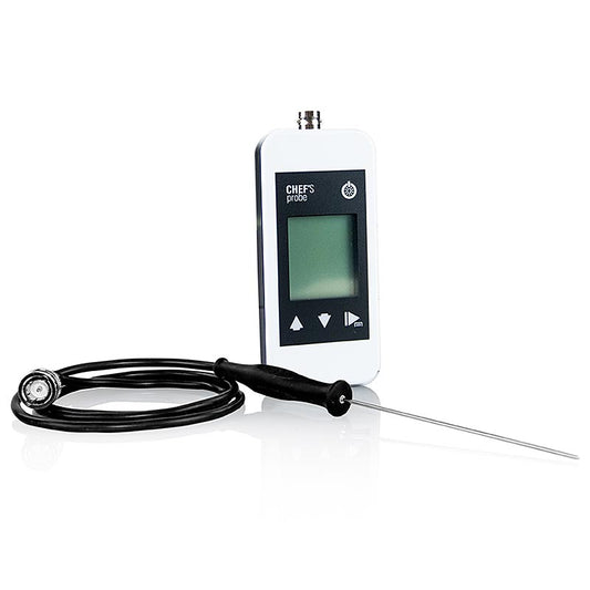 Digitales Probe-Thermometer für präzise Fleischgarung mit 80cm Kabel und 1,5mm Fühler, weiß