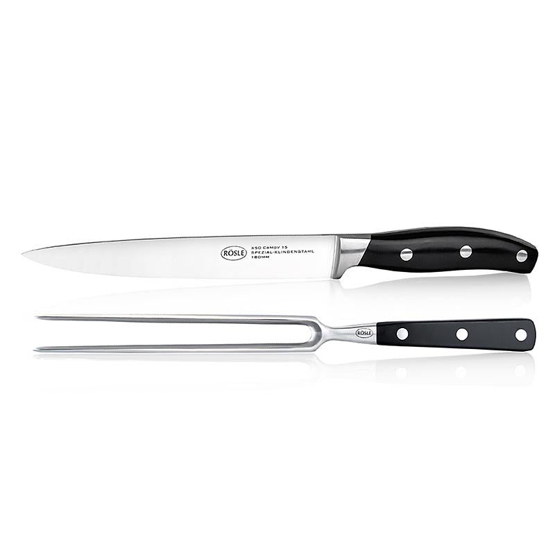 Rösle Tranchierbesteck Fleischgabel und Messer aus hochwertigem Edelstahl Ergonomische Griffe für optimale Kontrolle Ideal zum Hantieren, Schneiden und Servieren von Fleisch
