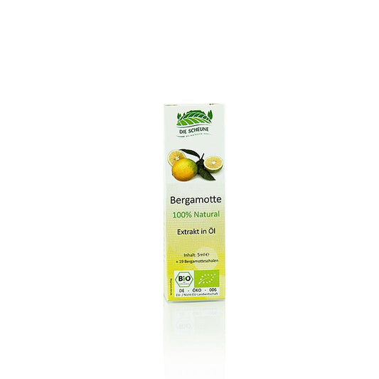 Natürliches Bergamotten Aroma, Die Scheune, BIO, 5 ml - Fläschchen mit Schraubverschluss und Pipette zum Aromatisieren von warmen, kalten, süßen und herzhaften Speisen ohne Nahrungsmittelzusätze und Konservierungsstoffe