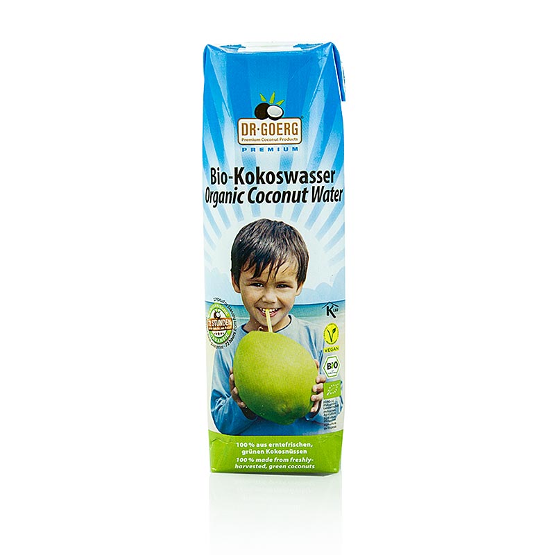 DrGoerg Kokoswasser, BIO, 1 l - Natürliches klares Fruchtwasser aus erntefrischen grünen Kokosnüssen