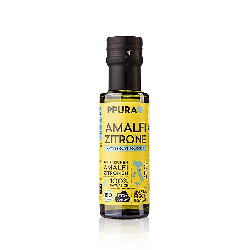 Natives Olivenöl Extra mit frischem Amalfi Zitronensaft, BIO, 100 ml - Olivenöl aus Umbrien, gepresst mit Zitronen von der Amalfiküste, für einen reichen und vielfältigen Geschmack