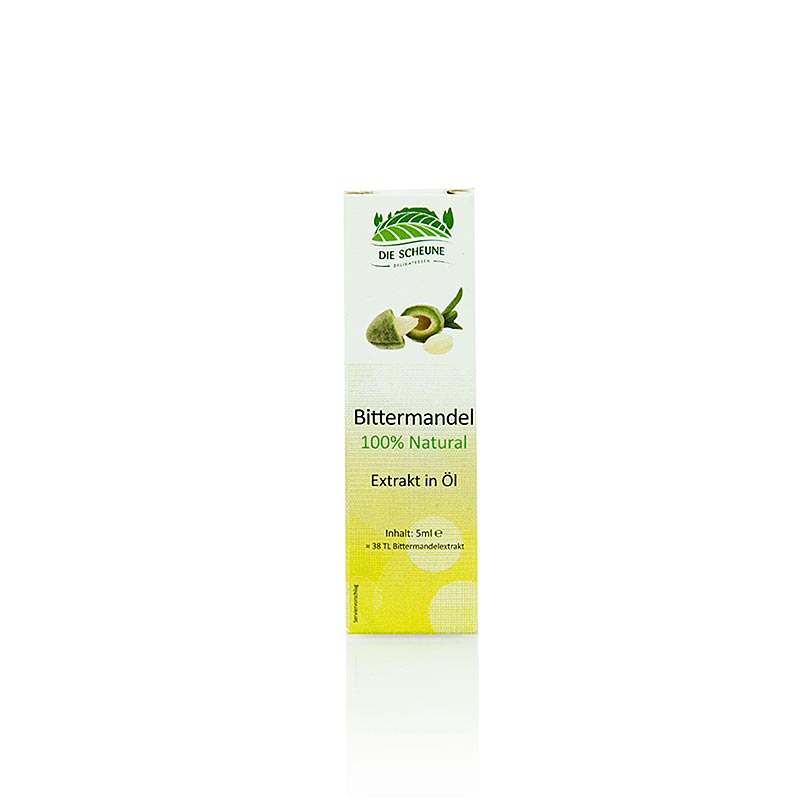 Natürliches Bittermandel Aroma, flüssig, Die Scheune, 5 ml - Flasche mit Schraubverschluss und Pipette zur einfachen Dosierung, ohne Nahrungsmittelzusätze und Konservierungsstoffe, löslich in Fett, nicht wasserlöslich