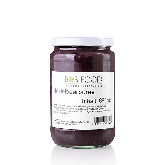 Fein passiertes Heidelbeer-Püree (Blaubeere) von BOS FOOD, ungezuckert und voller Geschmackserlebnis